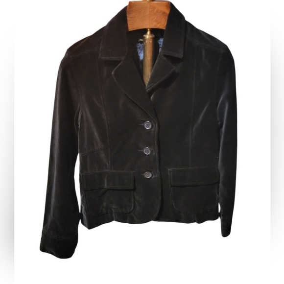 Eivissa Black Velvet Button Up Blazer with Stunning Embroidery! Size Large - Picture 2 of 10